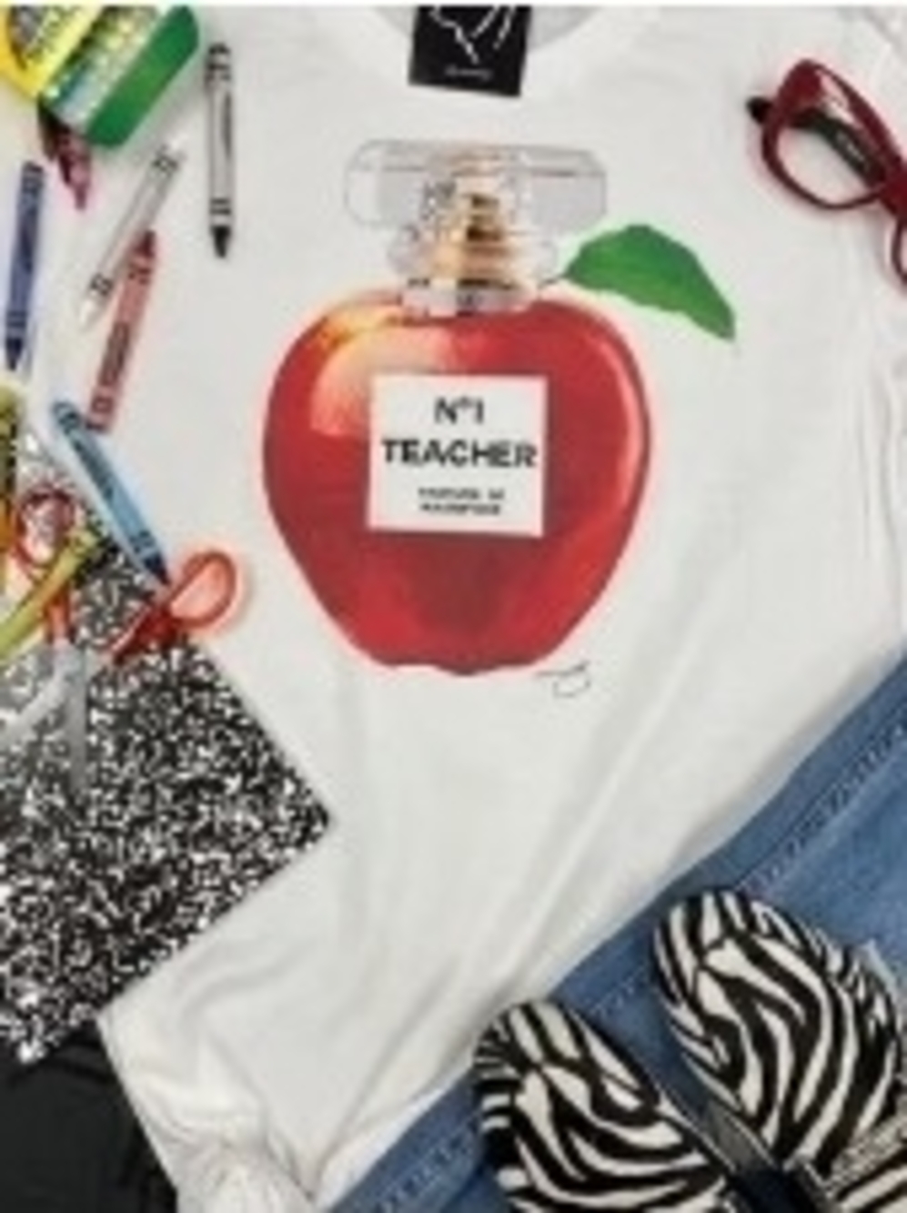 Kids White 'No.1 Teacher' Apple Graphic Tee